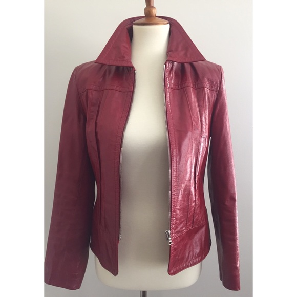 John Carlisle Jackets & Blazers - John Carlisle 100% Leather Red Leather Moto Jacket